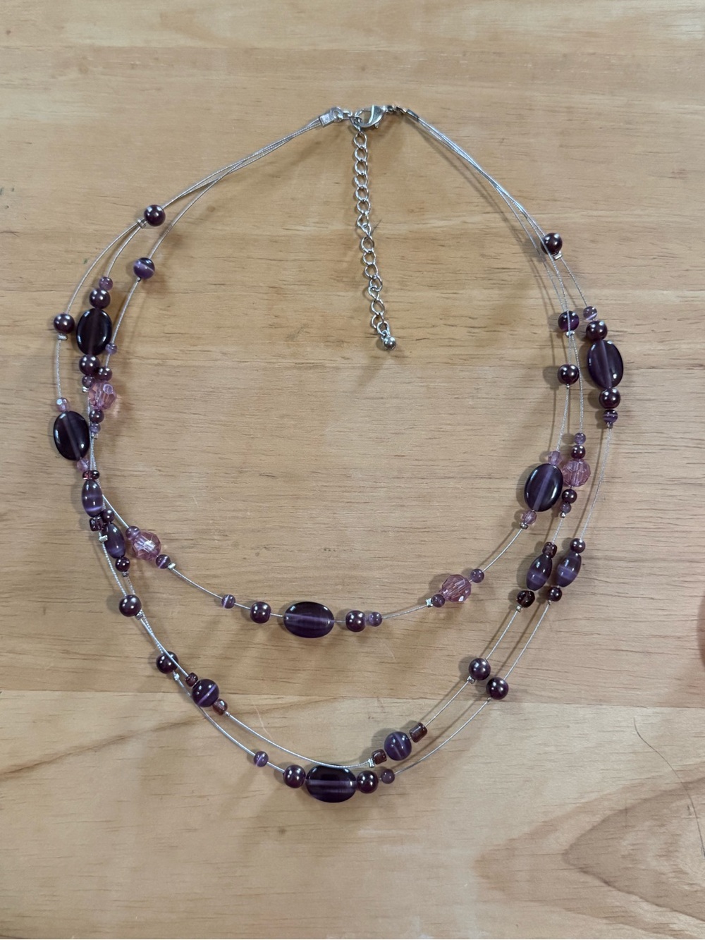 Multi-Strand Purple Beaded Necklace